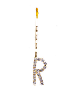 Presilha dourada com strass cristal letra R