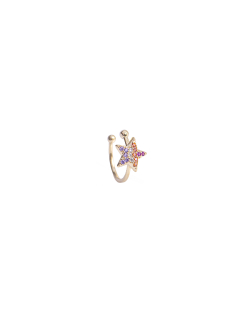 Piercing MB Semijoia dourado zircônias coloridas Estrela