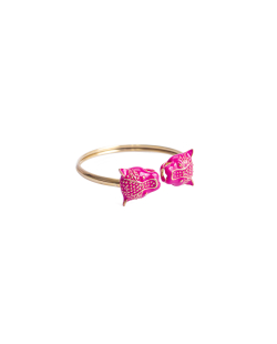 Bracelete MB Semijoia dourado Tigre esmaltado pink