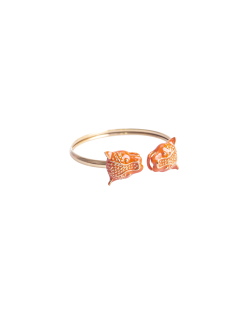 Bracelete MB Semijoia dourado Tigre esmaltado laranja