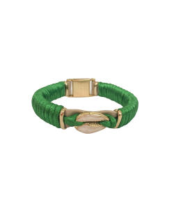 Bracelete MB Semijoia fio de seda verde