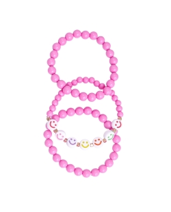 Mix de pulseiras smiley coloridos rosa