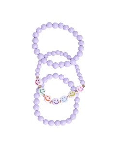 Mix de pulseiras smiley coloridos lilás