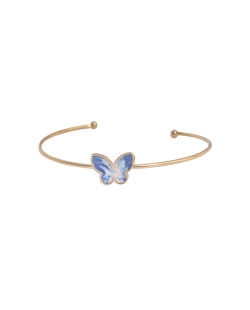 Bracelete dourado borboleta esmaltada azul
