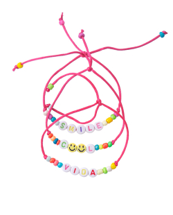 Kit pulseiras beads smile pink
