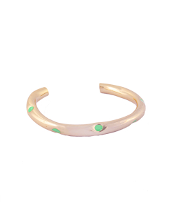 Bracelete dourado bolinhas esmaltadas verde