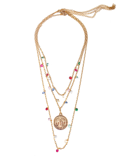 Kit 3 colares dourado zircônias coloridas medalha São Bento