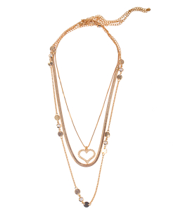Kit 3 colares dourado coração cravejado zircônias cristal