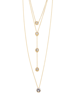 Trio de colares dourado gravatinha ponto cristal