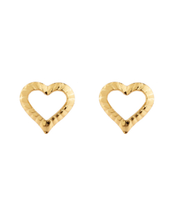 Brinco segundo furo MB Semi joia dourada coração texturizado