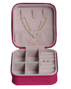 Kit de presente Porta-joias rosa Pink e conjunto pérola