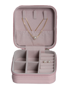 Kit de presente Porta-joias rosa e conjunto pérola