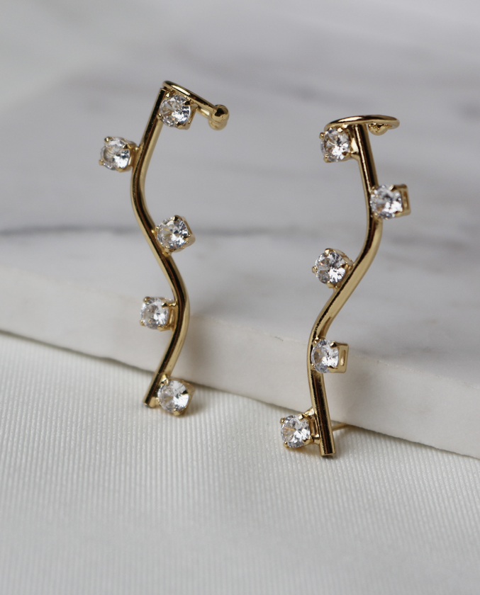 EARCUFF MB SEMIJOIAS DOURADO COM ZIRCÔNIAS