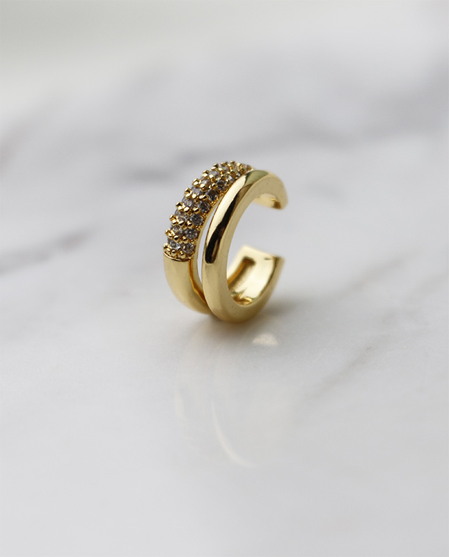 PIERCING MB SEMIJOIA AJUSTÁVEL ELO DUPLO ZIRCÔNIA MINI DOURADO