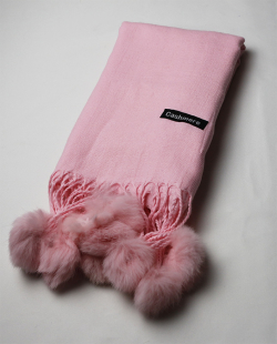 Lenço Cashmere MB Acessórios Rosa Claro Pompom