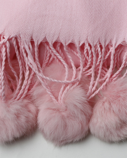 Lenço Cashmere MB Acessórios Rosa Claro Pompom