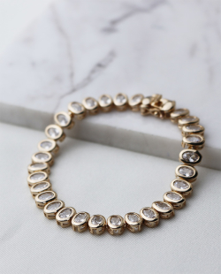 Pulseira MB Semijoias Cravejada Oval Dourado