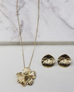 Conjunto MB Semijoias Flor Dourado