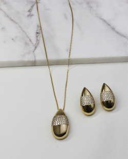 Conjunto MB Semijoias Atemporal Cravejado Dourado