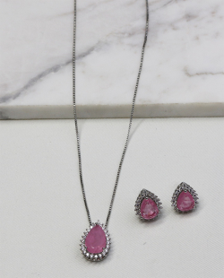 Conjunto MB Semijoias Rosa Claro Prata