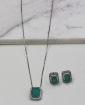 Conjunto MB Semijoias Verde Claro Zircônia Prata