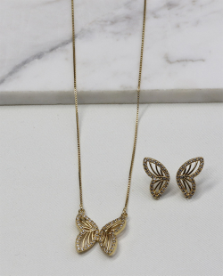 Conjunto MB Semijoias Borboleta Dourado